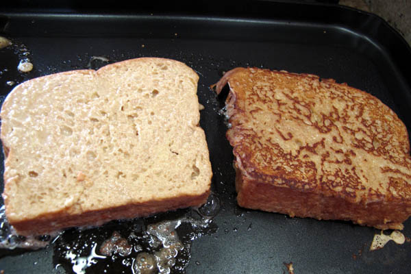 Brioche on griddle