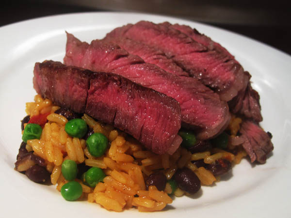 Rib eye plated