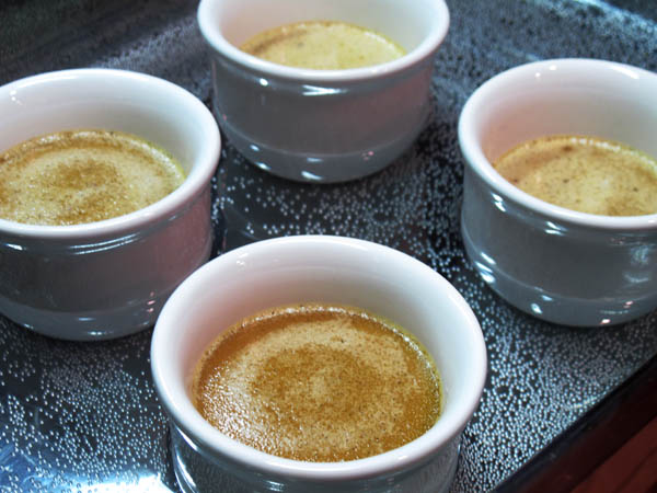 Butterscotch pots de creme waterbath