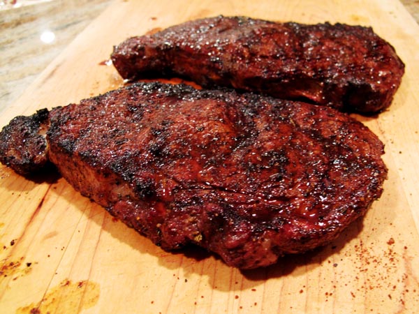 Coffe rub rib eye steak grilled