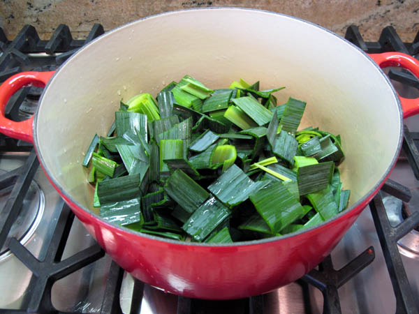 Leek potato soup dark greens