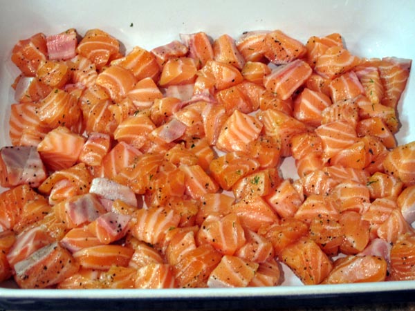 Salmon pot pie salmon chunks