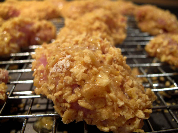 Chicken taco nuggets on rack