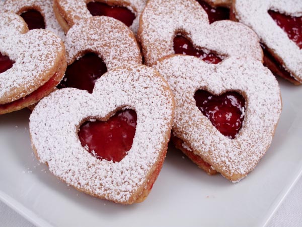 Heart Shaped Linzer Nut cookies