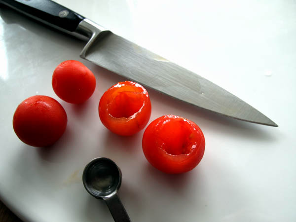 Cherry tomatoes cut