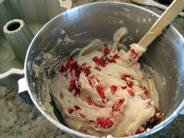 Strawberry tea cake batter