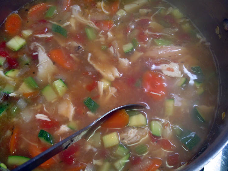 Hearty Rotisserie Chicken Soup cooking