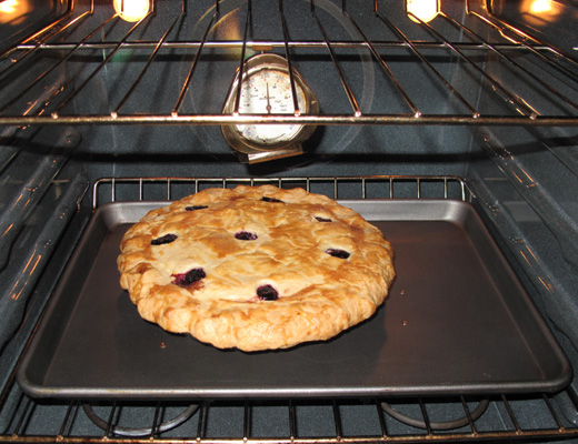 Blueberry pie baking