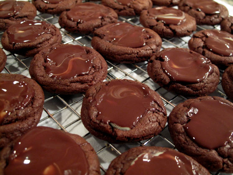 Andes Mint Chocolate Brownie Cookies rack