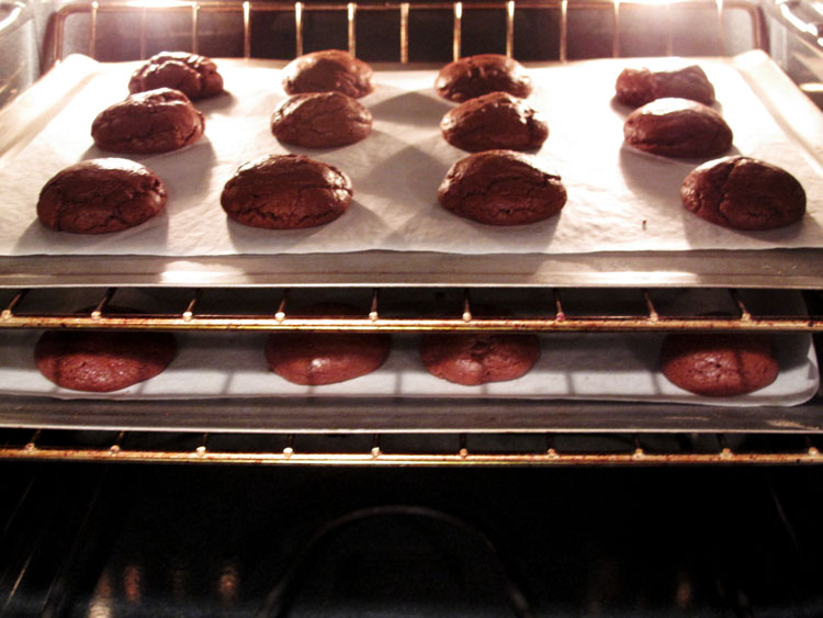 Andes Mint Chocolate Brownie Cookies baking