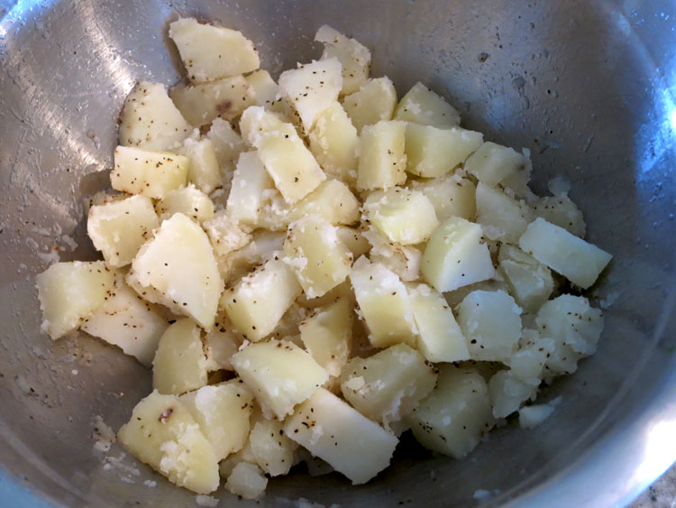 Classic American Potato Salad cut potatoes