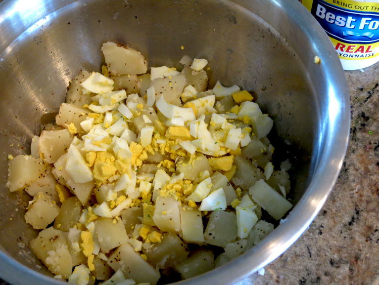 Classic American Potato Salad cut potatoes egg