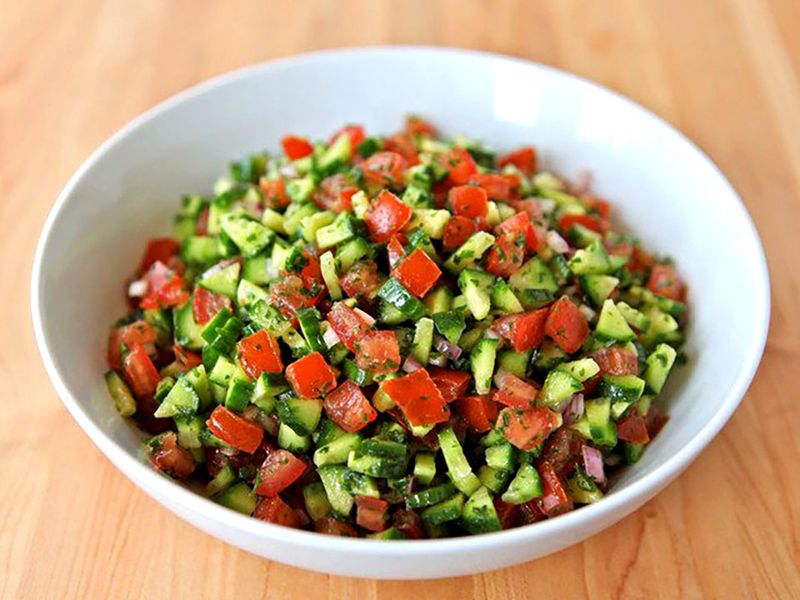 Fresh Tomato Cucumber Israeli Chopped Salad