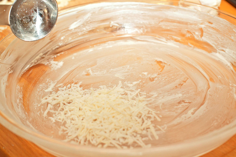 Parmesan buttered pie dish