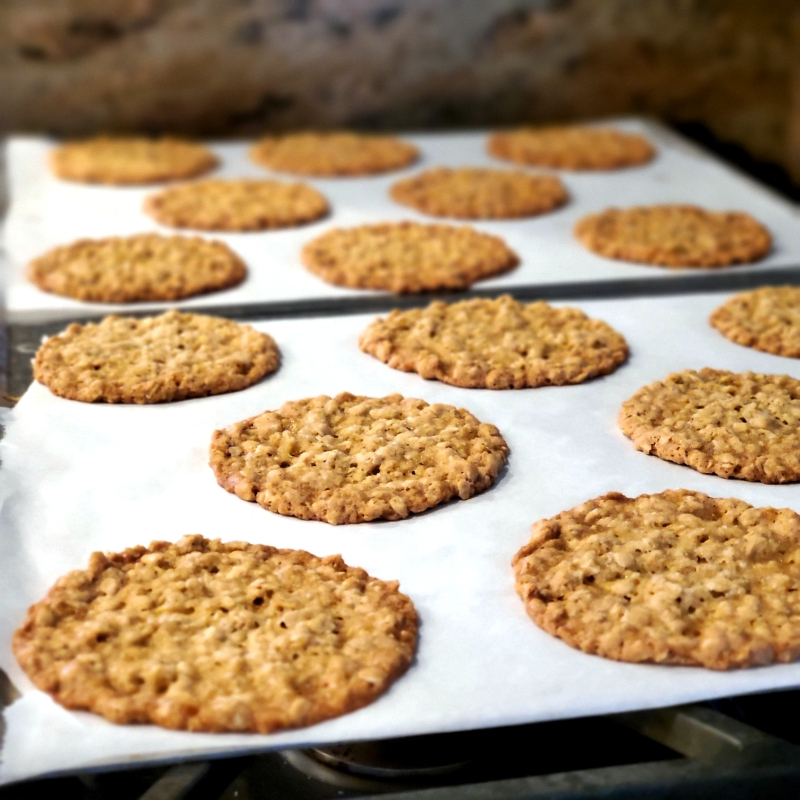 Salted Thin Crispy Oatmeal Cookies sheet