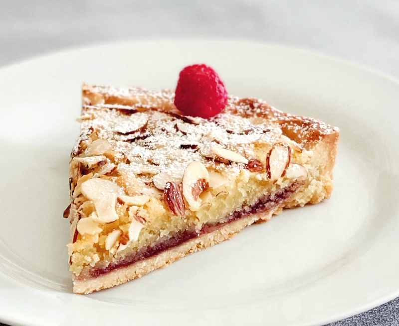 Classic British Bakewell Tart Almond Frangipane Jam Tart photo