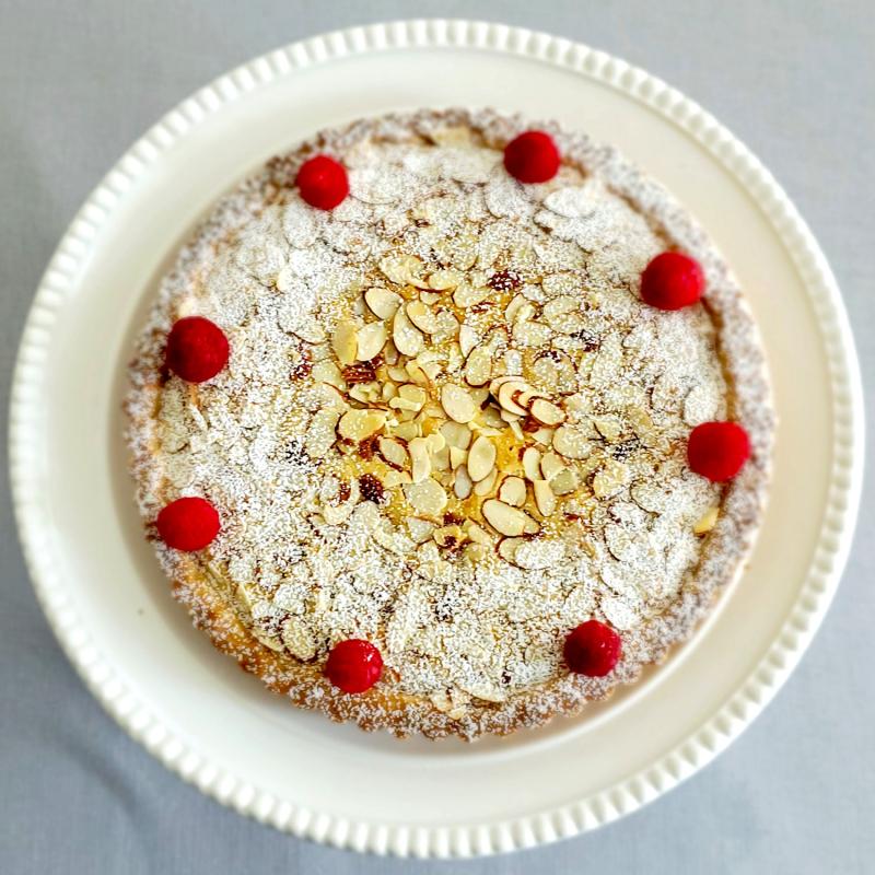 Classic British Bakewell Tart Almond Frangipane Jam Tart photo