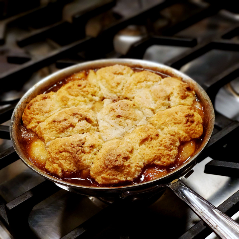Fresh Peach Cobbler for Two skillet