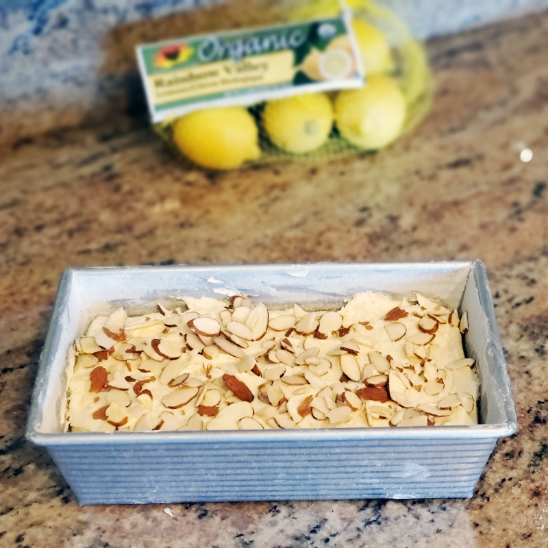 Lemon Almond Loaf Cake Rosemary Drizzle loaf pan