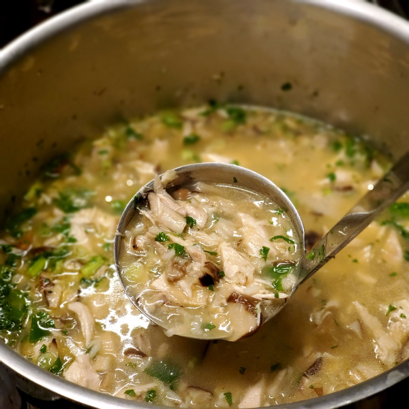 Chicken Rice Ginger Scallion Soup pot