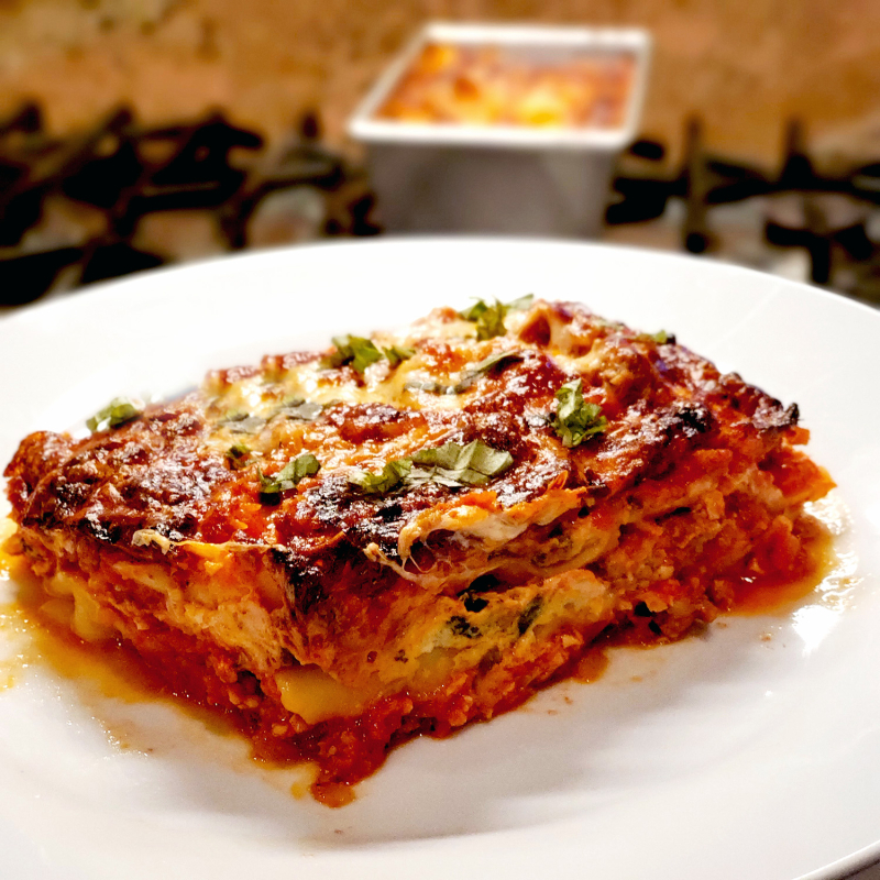 Quick Loaf Pan Lasagna serving