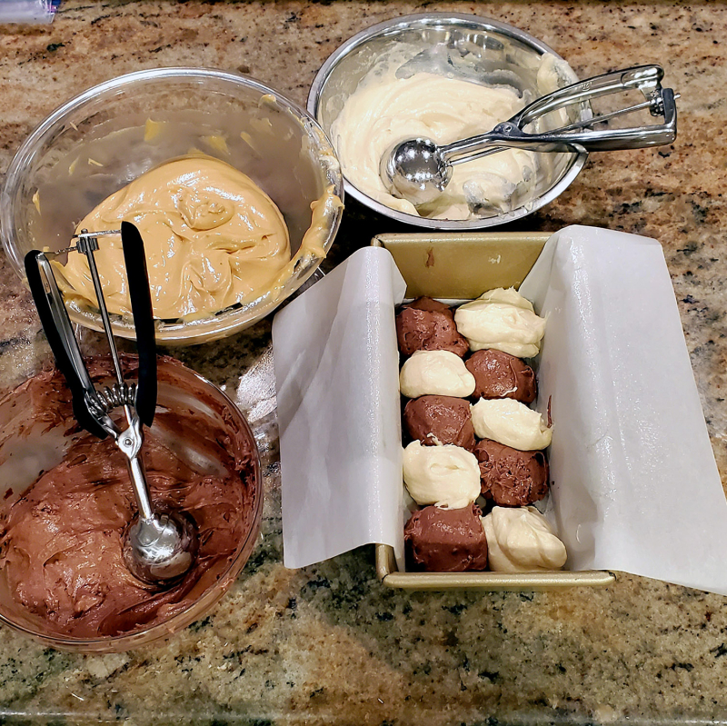 Triple Flavored Marble Pound Cake pan