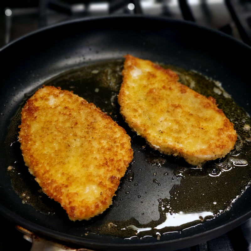 Quick Crispy Parmesan Chicken Cutlets pan