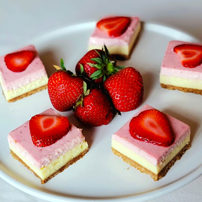 Summer Strawberry Cheesecake Bars plate