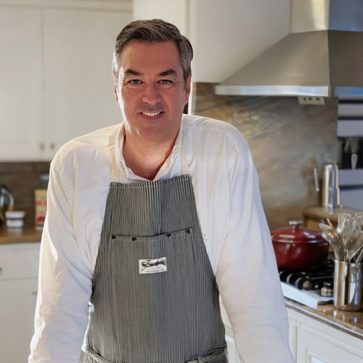 James Moore in his kitchen